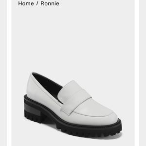 Aerosoles white platform loafers.